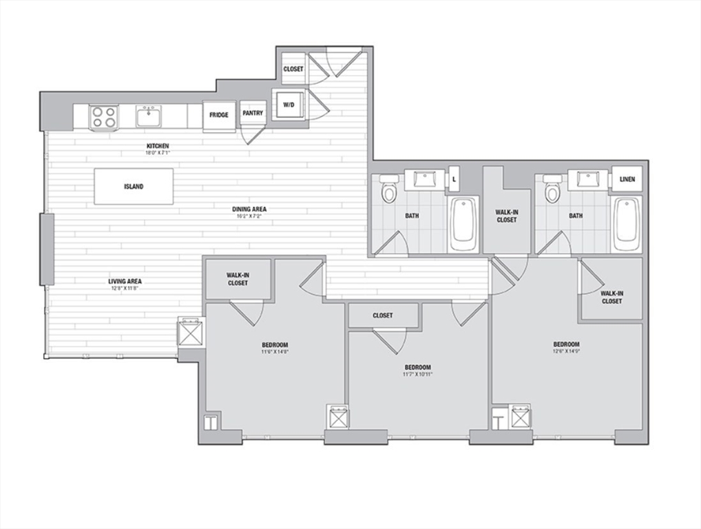 3 bed, 2 bath apartment for rent at 99 Kneeland St Unit 2101, Chinatown — photo 15 of 16