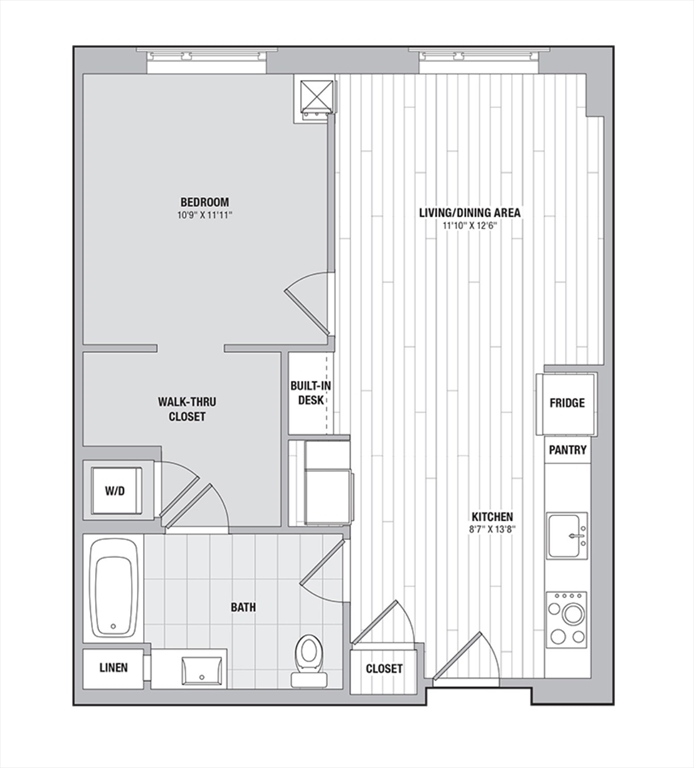 1 bed, 1 bath apartment for rent at 99 Kneeland St Unit 2104, Chinatown — photo 13 of 13