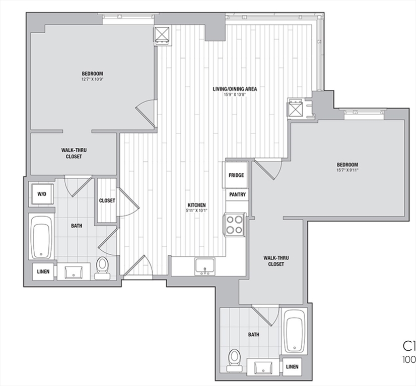 2 bed, 2 bath apartment for rent at 99 Kneeland St Unit 409, Chinatown — photo 15 of 15